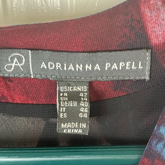 Adrianna Papell long sleeve floral print faux wrap dress, size 10 - Picture 3 of 8